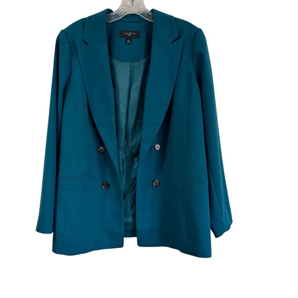 Talbots City Twill Open Front Blazer in Dark Teal. Size 10P Work Career Casual - Picture 2 of 15